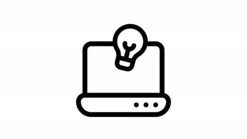 Animated Outline Laptop Lightbulb Idea Icon