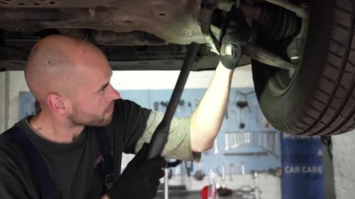 Car Diagnostics an Auto Mechanic Inspects a Car Auto Repair Shop Breaking Transmission