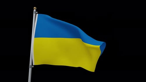 Realistic Waving Ukraine Flag on a Pole