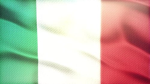 Waving Italian Flag Loopable Animation With Realistic Fabric Texture
