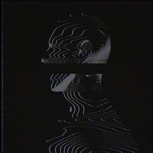 Abstract Glitch Human Head Profile Digital Distortion