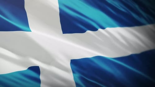Dynamic Blue and White Cross Flag Waving Animation