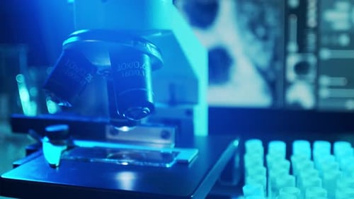 Closeup of Scientific Laboratory in Hospital Epidemic Disease Healthcare Vaccine Research and