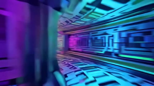 Futuristische Neon-Cyberpunk-Datentunnel-Bewegungsgrafik
