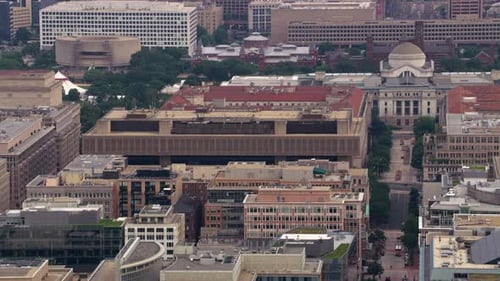 Washington, D.C. Circa-2017, Aerial View of City Buildings Including the Federal Bureau