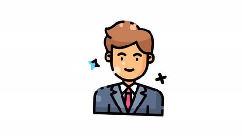 Happy Animated Flat Design Professional Character Icon