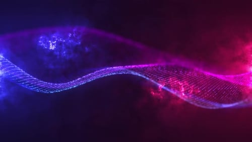 Ondas de partículas dinámicas digitales abstractas con luz, movimiento, luces, fondo, flujo de datos