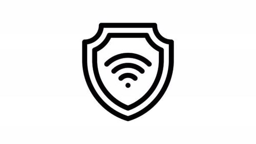 Security Shield with Wi-Fi Signal Line Icon Animation