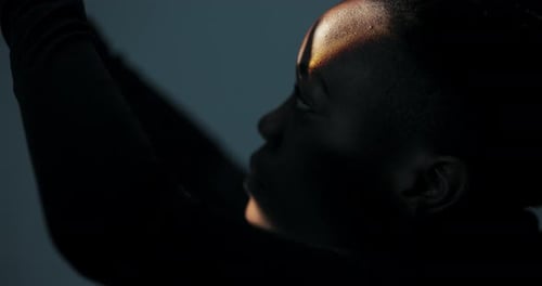 Close Up of Young Adult with Short Dark Hair