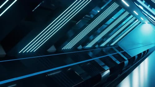 Dark tunnel with glowing light illuminated