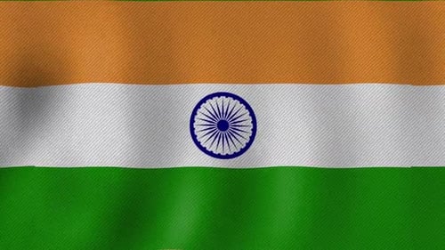 Animated Indian National Flag with Woven Fabric Texture