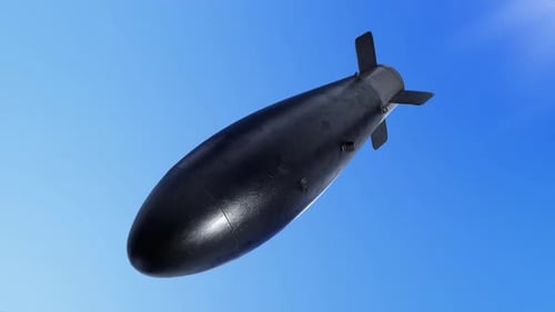 3D Animated Bomb Falling with Ukrainian Flag