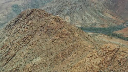 Aerial Drone View of Las Peñitas Dam and Surrounding Mountains, Fuerteventura