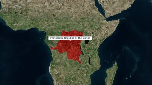 Democratic Republic of the Congo Map Highlight with Text Reveal