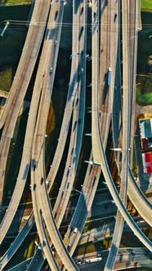 Aerial view of complex highway system in Dallas, USA during daytime