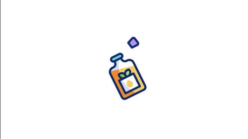 Animated Bottle Icon With Natural Leaf And Liquid