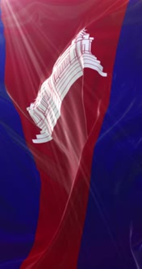 Realistic Cambodia Flag Waving Seamless Loop