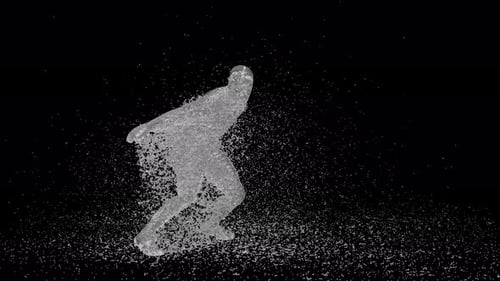 Fluid Water Human Figure Dissolving and Reforming Animation