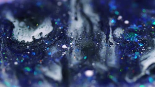 Abstract Swirling Paint with Glitter in Macro Detail