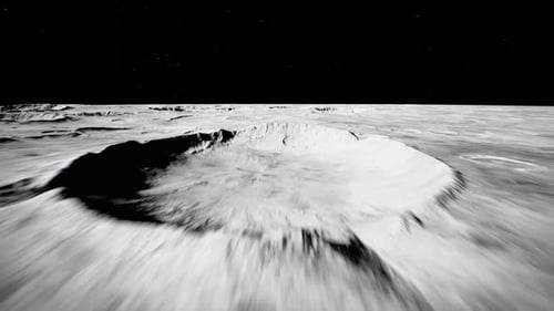 Flyover Of Moon Surface With Craters And Stars