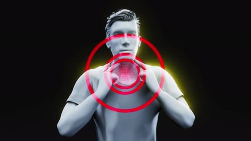 3D Human Neck Pain Medical Animation with Glowing Anatomy