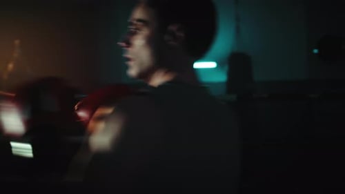 Fight Sport Punching Competition on the Ring of the Gym