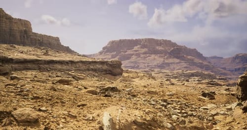 Majestic Desert Landscape Featuring Rocky Formations Under a Clear Sky