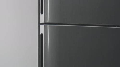 Close up of a Stainless Steel Refrigerator Door