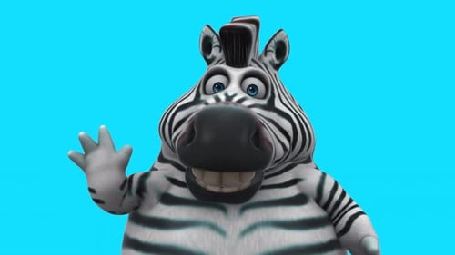 Lustiges 3D-Cartoon-Zebra (mit Alphakanal im Lieferumfang enthalten)