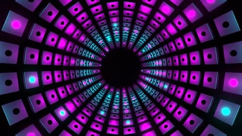 Cyan And Pink Strobe Square Elements Tunnel Background Vj Loop In 4K