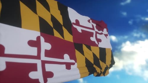 Maryland Flag Waving in Realistic Slow Motion