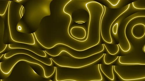 Fluid Abstract Background with Glowing Yellow Wavy Lines