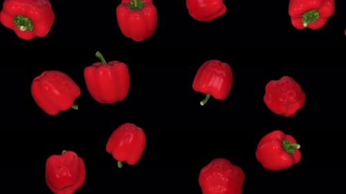 Red Bell Peppers Rotating Seamless Loop Background