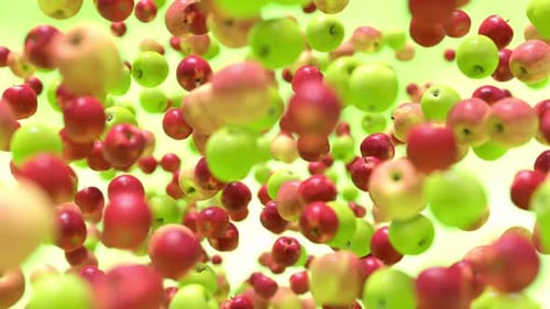 Dynamic Loop of Falling Red and Green Apples