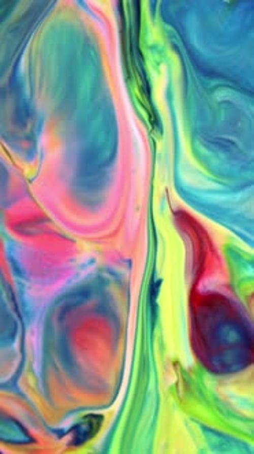 Abstract Swirling Paint Background in Greens and Blues