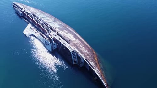 Aerial Footage of Sunken Cruiseferry Ship