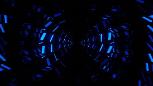 Blue Neon Circles Mirror Tunnel Background Vj Loop In 4K