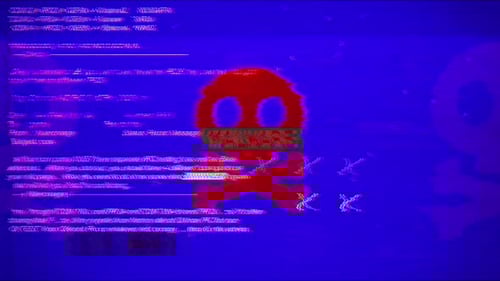 Texto de advertencia de malware en la pantalla de fondo de hackeo