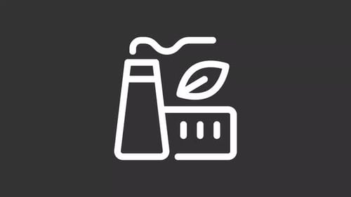 Flat Design Eco-Friendly Factory Icon with Animated Smoke