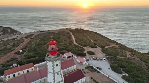 Lighthouse on Cabo Espichel Cape Espichel on Atlantic Ocean