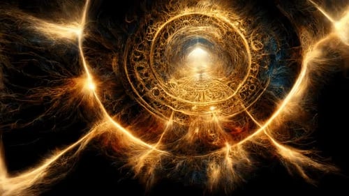 Square Corridor with Glowing Particles HD