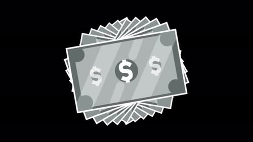 Animated Flat Design Money Stack Revealing Finance Elements