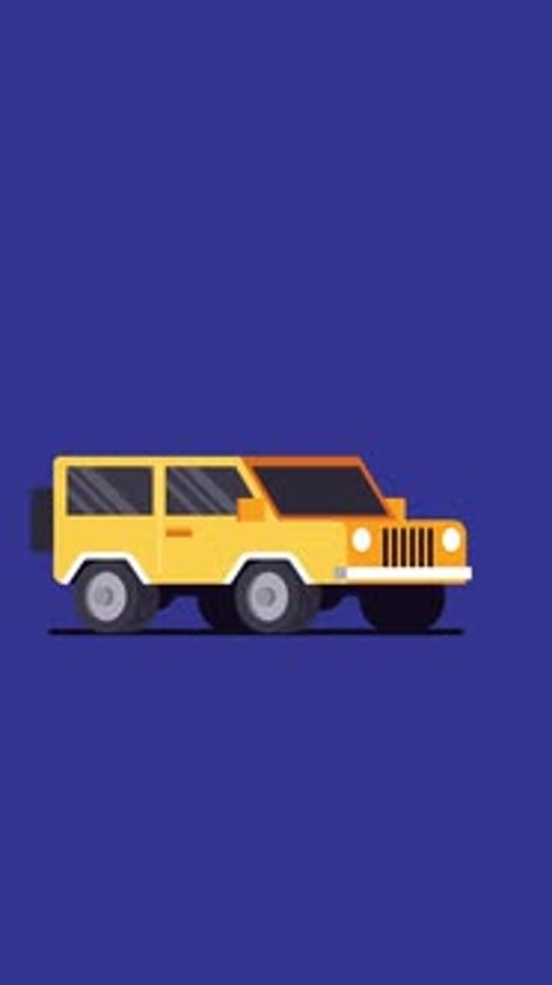 Flat Design Yellow Off-Road Vehicle Animation