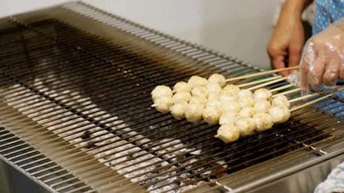 National Asian Street Food in Jomtien Night Market Barbecue on a Stick Pattaya Thailand