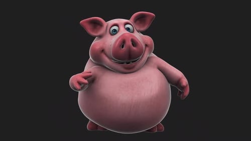 Fun 3D cartoon pig talking (with alpha channel)