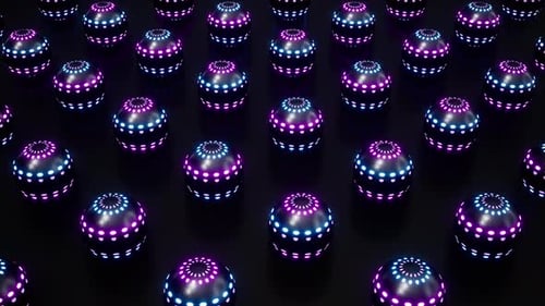 Glowing Neon Dot Lights Sphere Background Loop