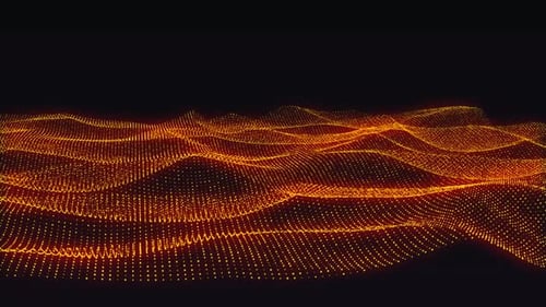 Abstract Digital Wave Glowing Particle Grid Animation