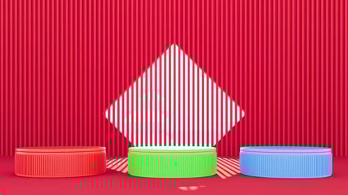 Set of Color Podiums Stand Empty Pedestal