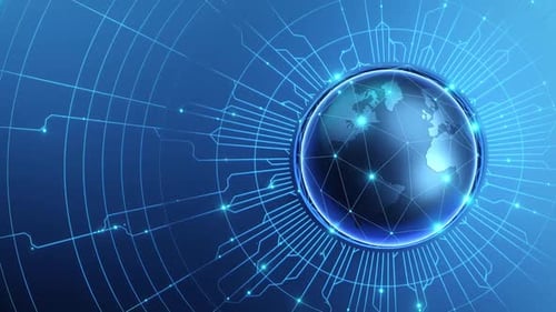 Futuristic Digital Earth Globe With Glowing Network Connections