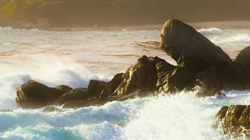 Vitality of Green Energy Powerful Ocean Water Powerful Stormy Sea Waves